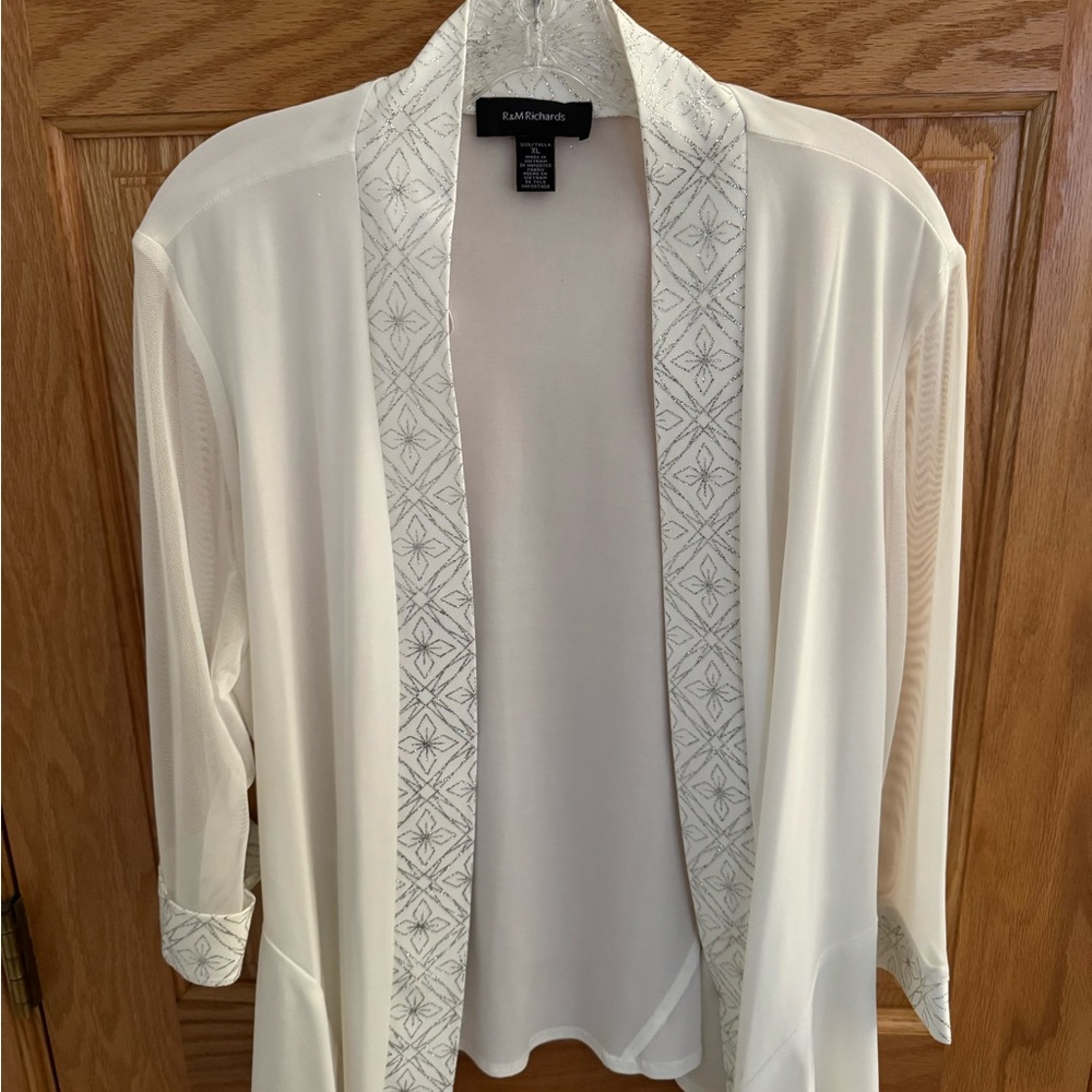 R&M Richards Cream Open Front Cardigan